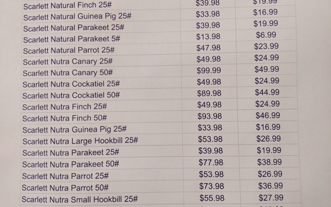 Discount List of Scarlett Seeds at Gib's Super City in Michigan